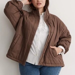 Madewell Weathered Taupe Quilted Crop Bomber Jacket Size 1X